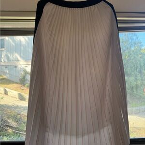 Maje Black and White Pleated A-Line Skirt